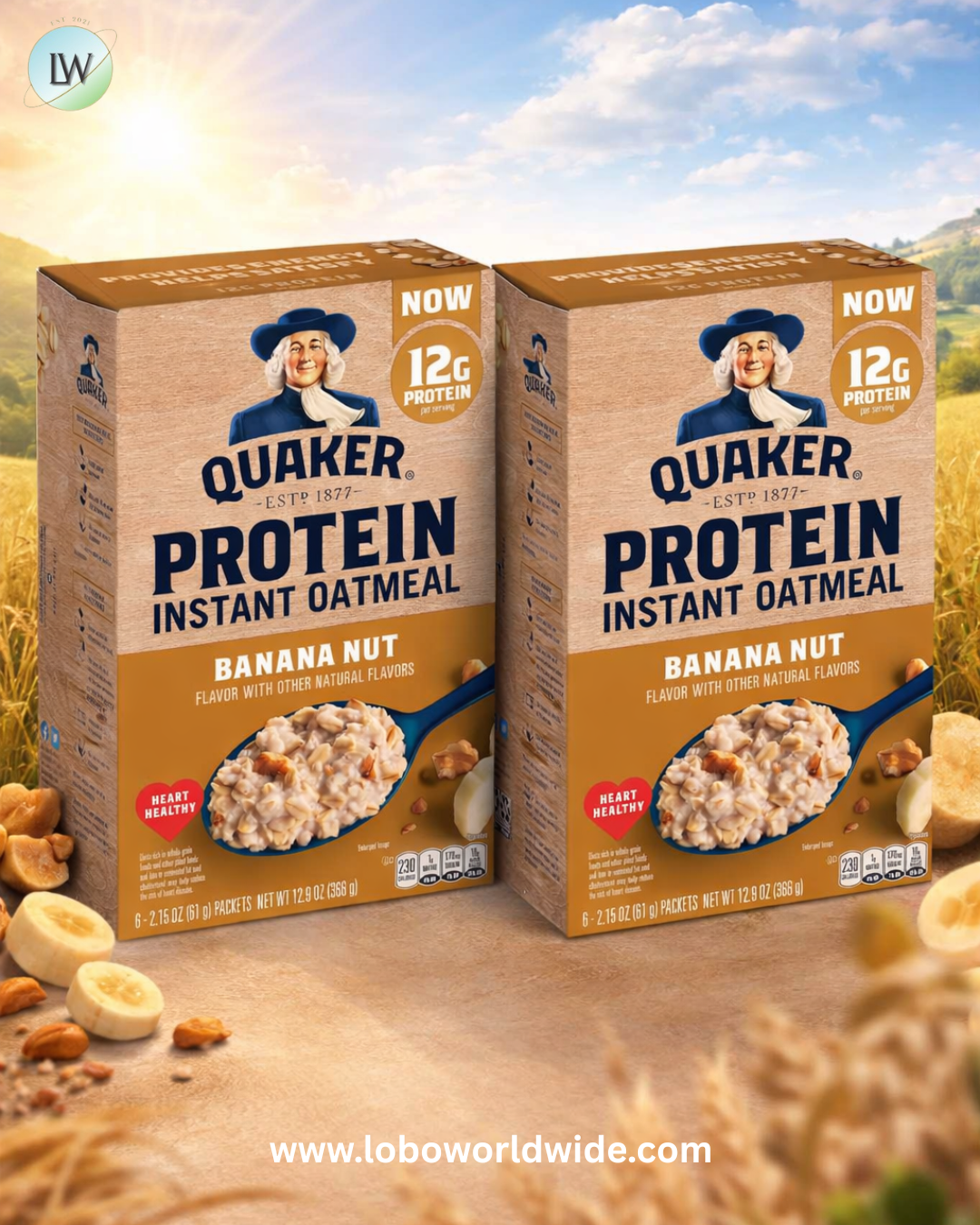 Quaker, Protein Instant Oatmeal, Banana Nut, 12.9 Oz