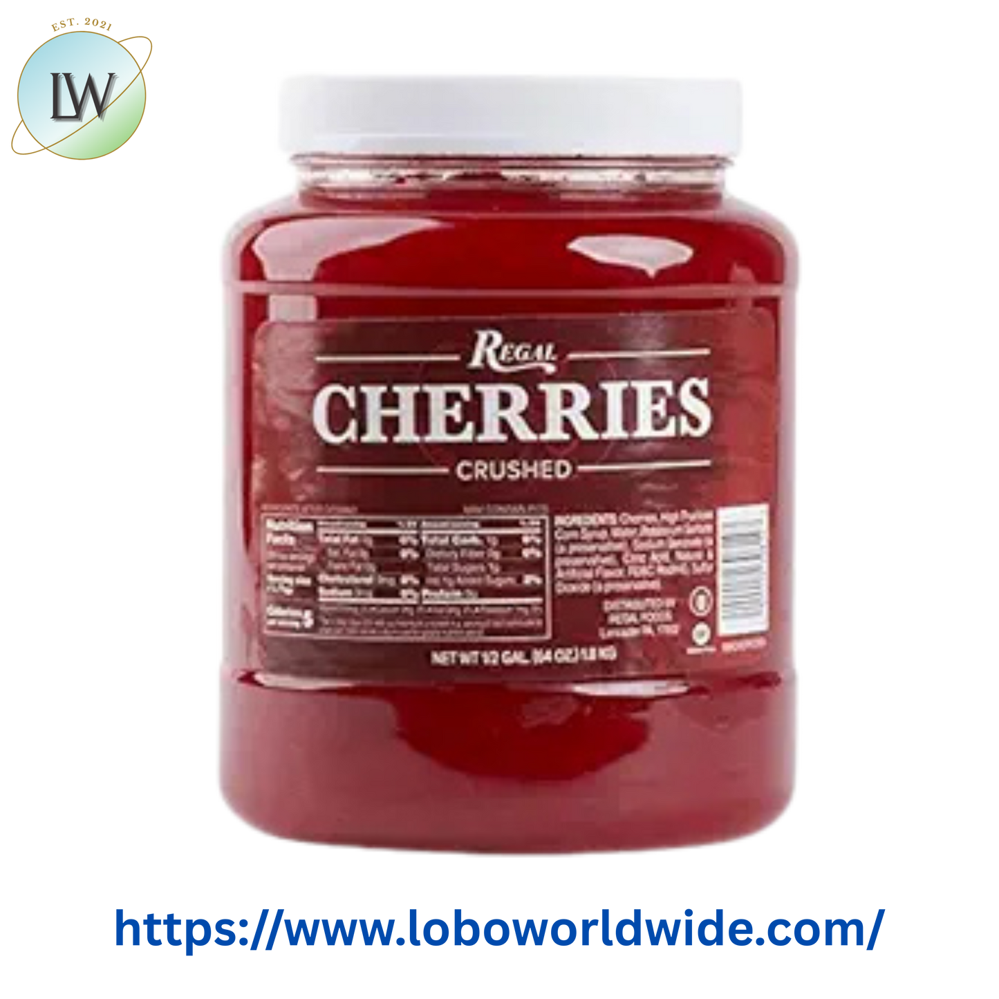 Regal Maraschino Cherries Crushed 1/2 Gallon