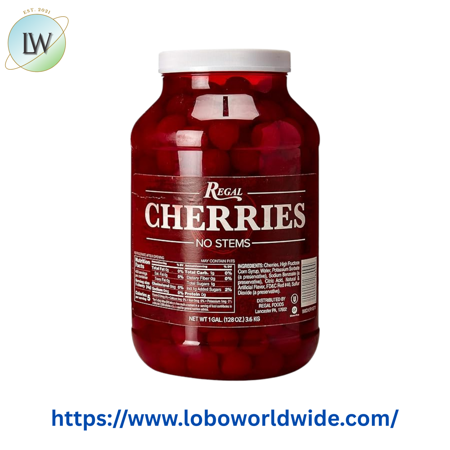 Regal Maraschino Cherries Without Stems - 1 Gallon