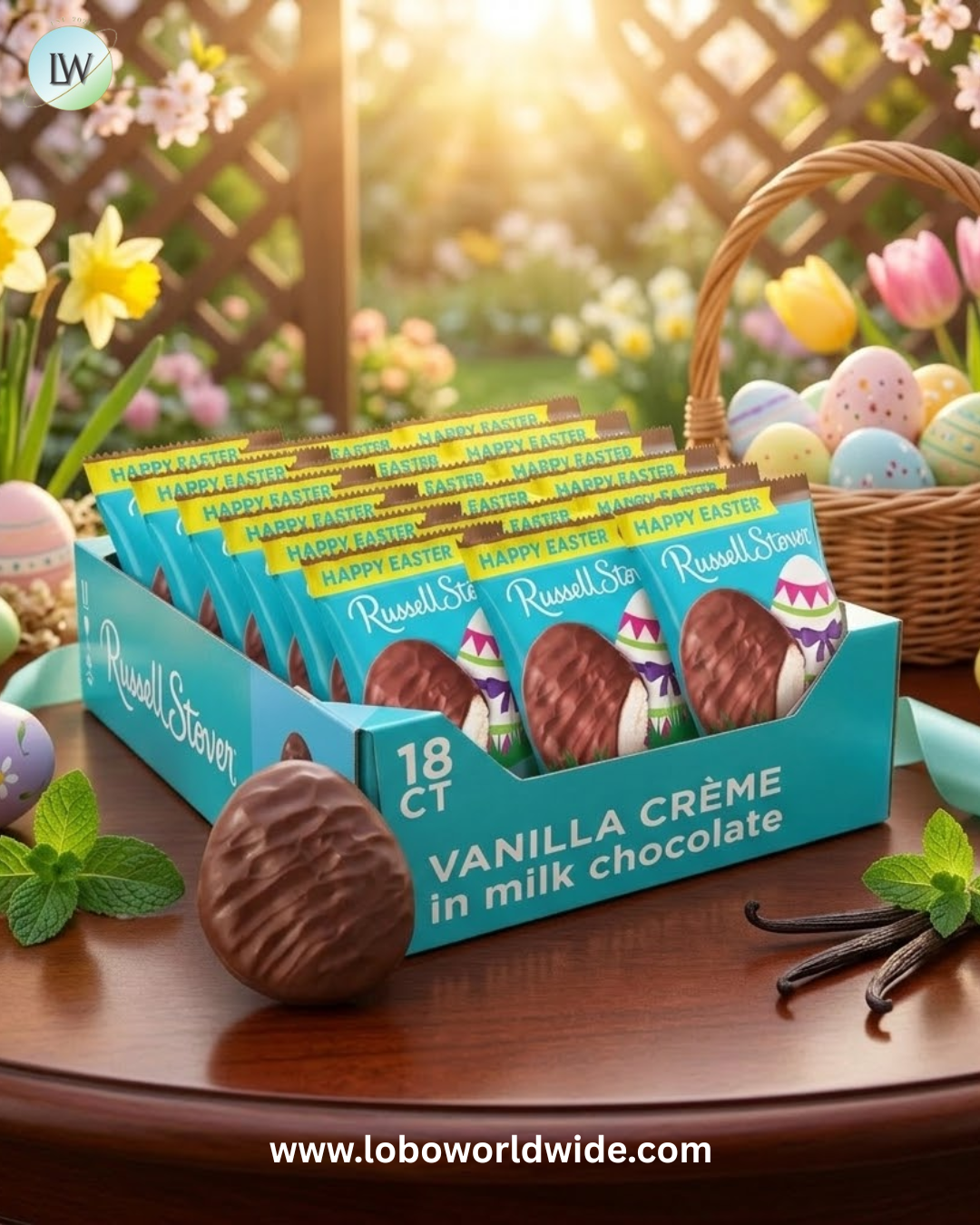 RUSSELL STOVER Easter Vanilla Crème Milk Chocolate Easter Egg, 1.3 oz. (Pack of 18)