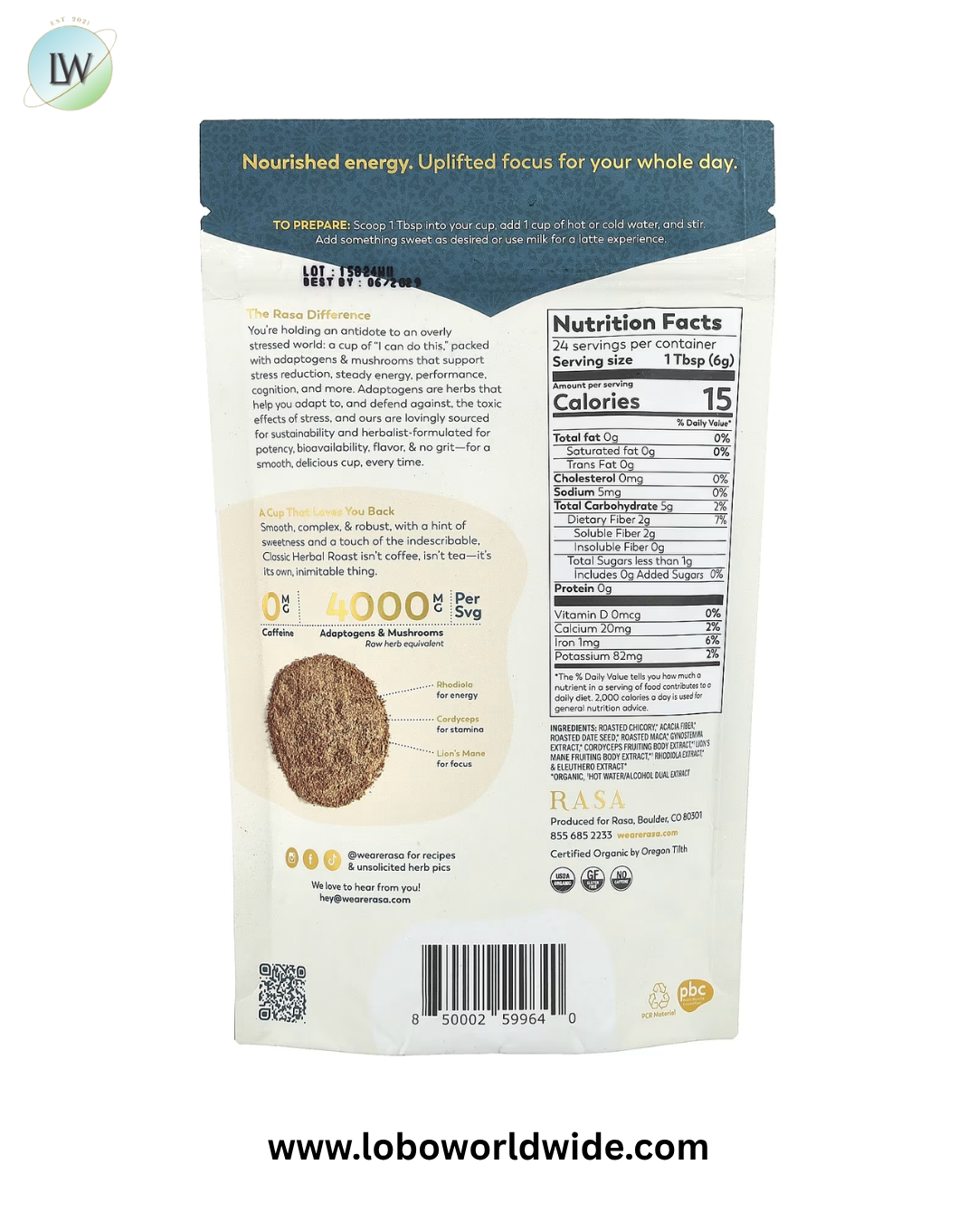 Rasa, Adaptogen & Mushroom Coffee Alternative, Instant, 5 oz (144 g)