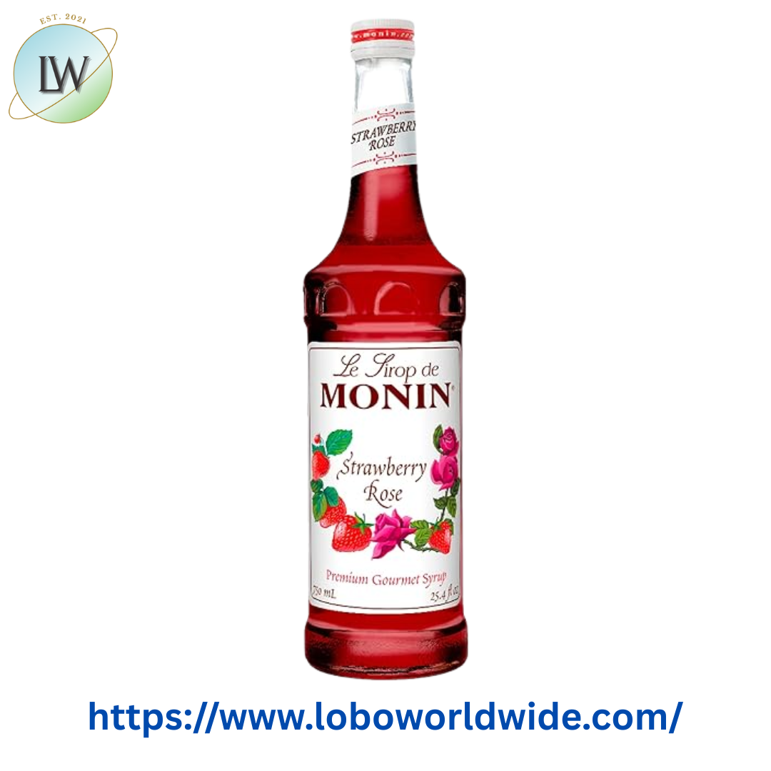 Monin Premium Strawberry Rose Flavoring Syrup 750 mL