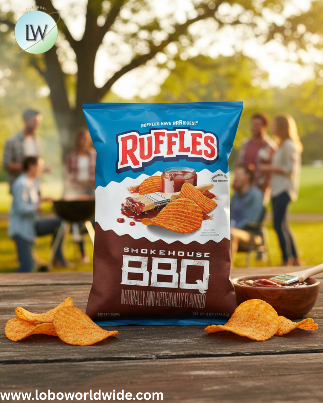 Ruffles Smokehouse BBQ Naturally and Artificially Flavored Potato Chips, 8 oz