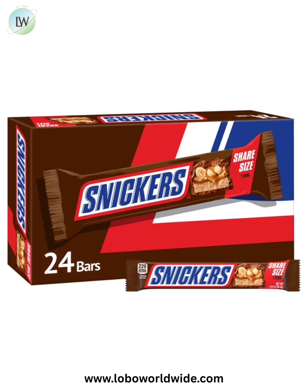 SNICKERS Milk Chocolate Candy Bars, Share Size, 3.29 oz., 24 pk.