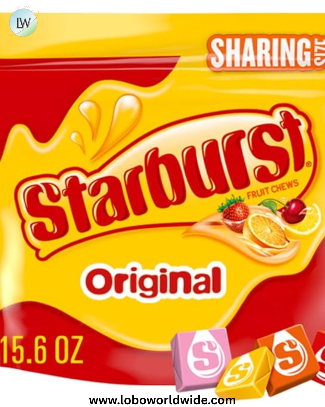 STARBURST Chewy Candy, Sharing Size, Individually Wrapped Fruit Chews Candy, 15.6 oz Resealable Bag