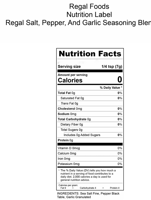 Regal Salt, Pepper, and Garlic Seasoning Blend - 9 oz.