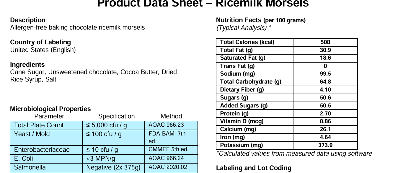 Enjoy Life Rice Milk Chocolate Chips, Vegan, 1M, 50 lb.