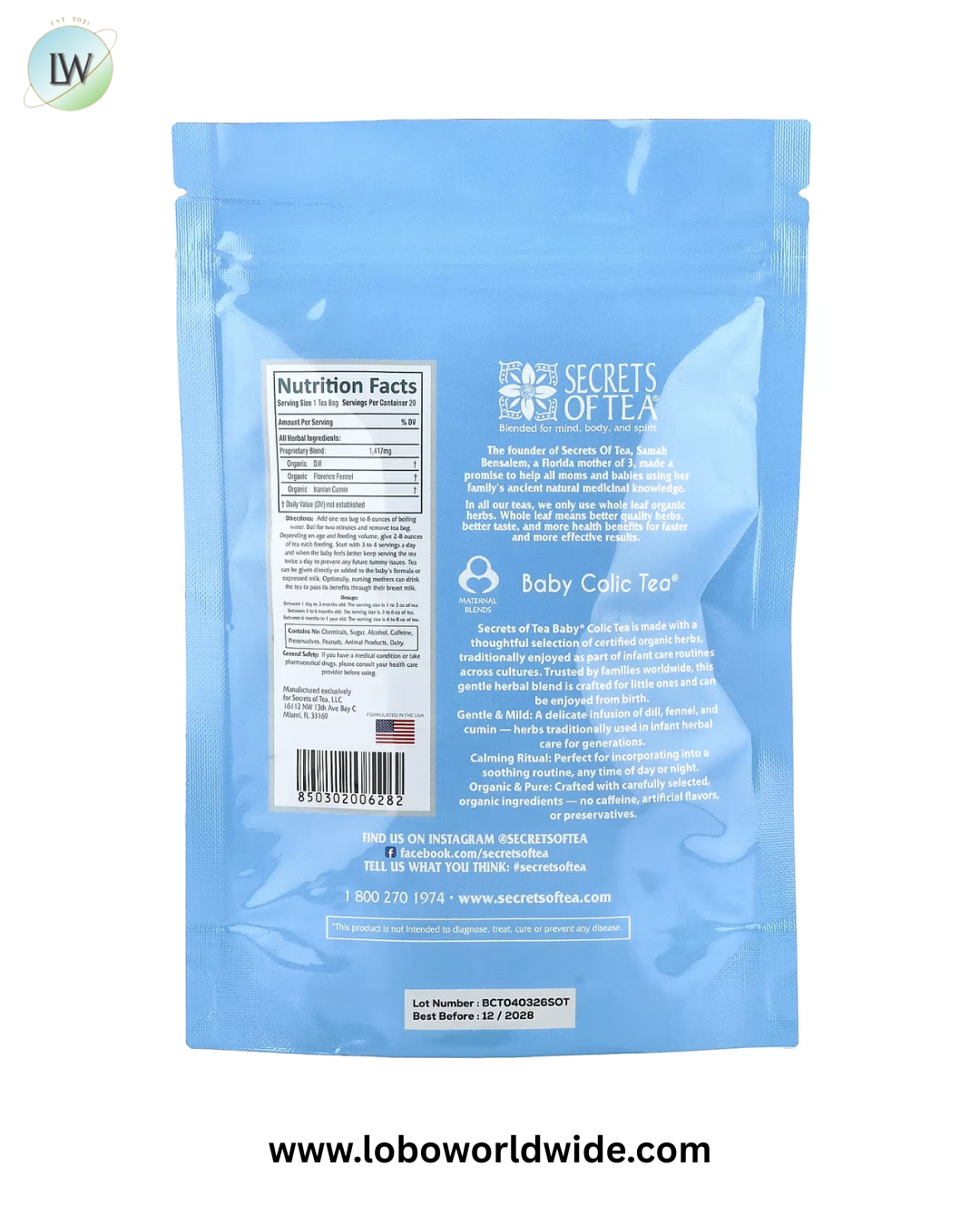 Secrets of Tea, Caffeine Free, 20 Unbleached Tea Bags, 1 oz (28 g)