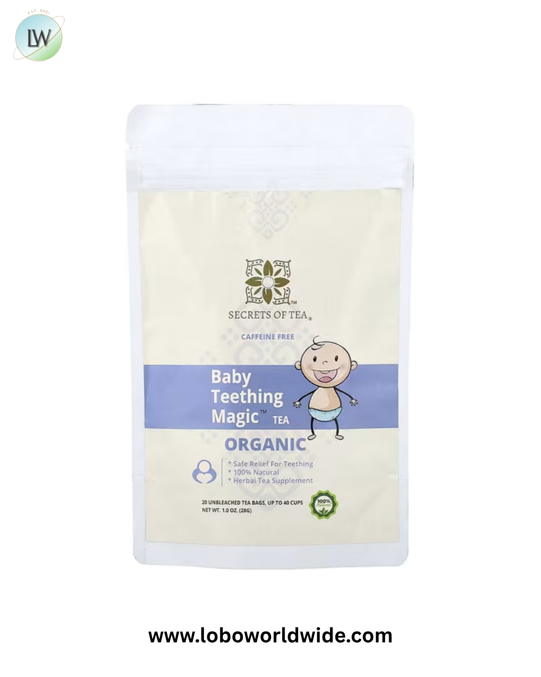 Secrets of Tea, Organic Baby Teething Magic™ Tea, Caffeine Free, 20 Unbleached Tea Bags, 1 oz (28 g)