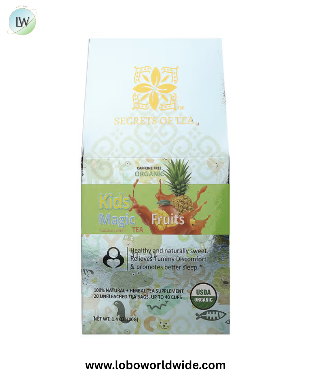 Secrets of Tea, Organic, Kids Magic™ Tea, Fruits, Caffeine Free, 20 Tea Bags, 1.4 oz (40 g)
