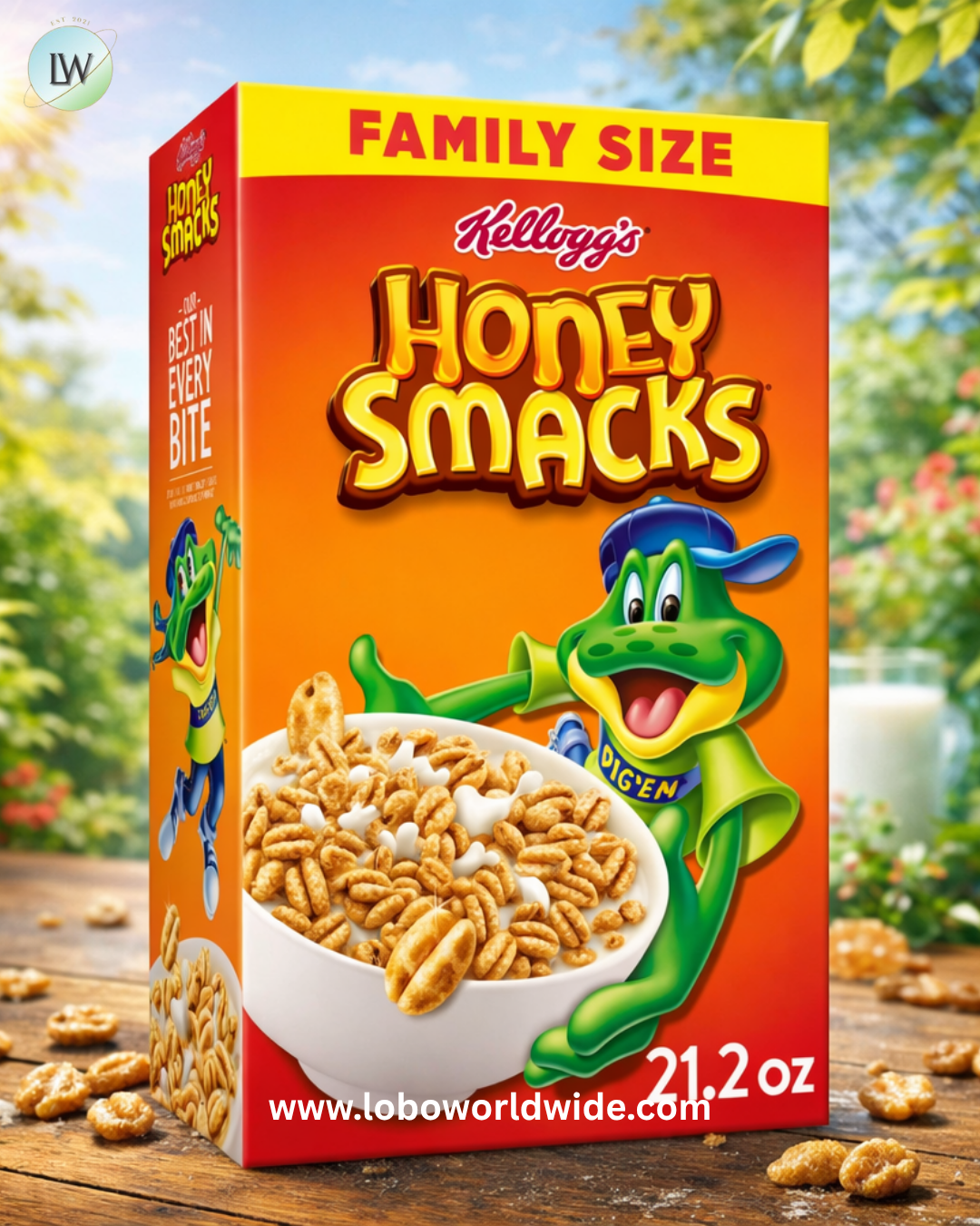 Kellogg's Honey Smacks Breakfast Cereal, Made with Whole Grain, Family Size, 21.2 oz