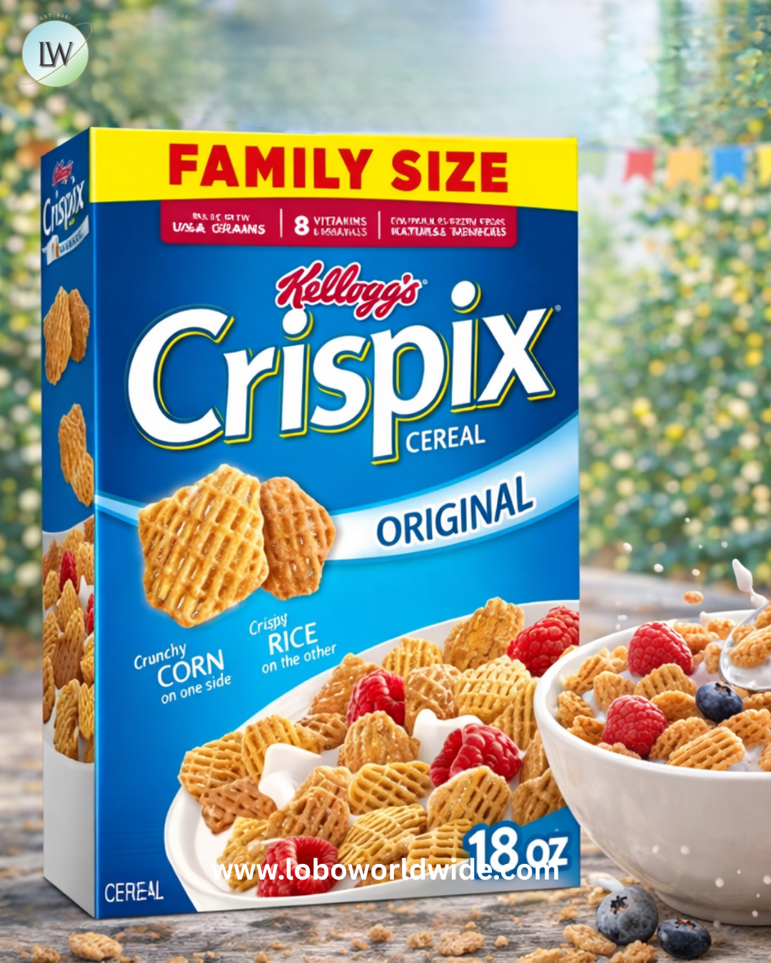 Kellogg's Crispix Cold Breakfast Cereal, 8 Vitamins and Minerals, Family Size, Original, 18oz Box (1 Box)
