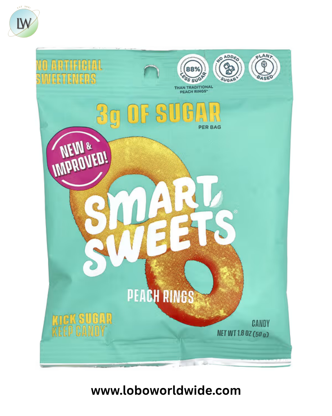 SmartSweets, Peach Rings, 1.8 oz (50 g)
