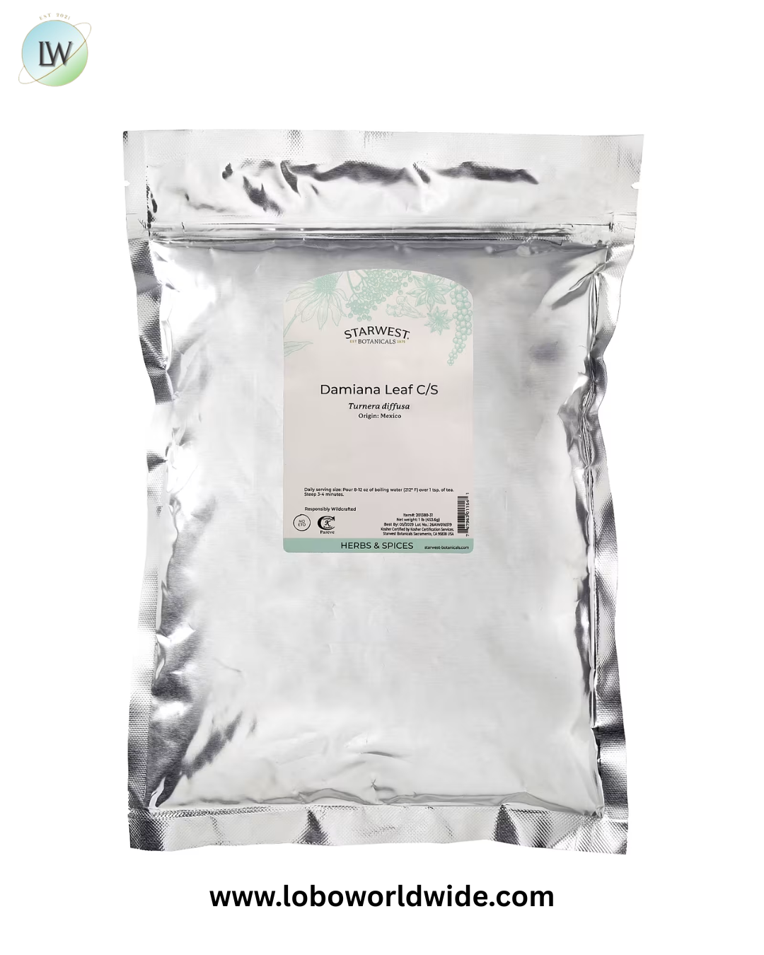 Starwest Botanicals, Damiana Leaf, Cut & Sifted, 1 lb (453.6 g)