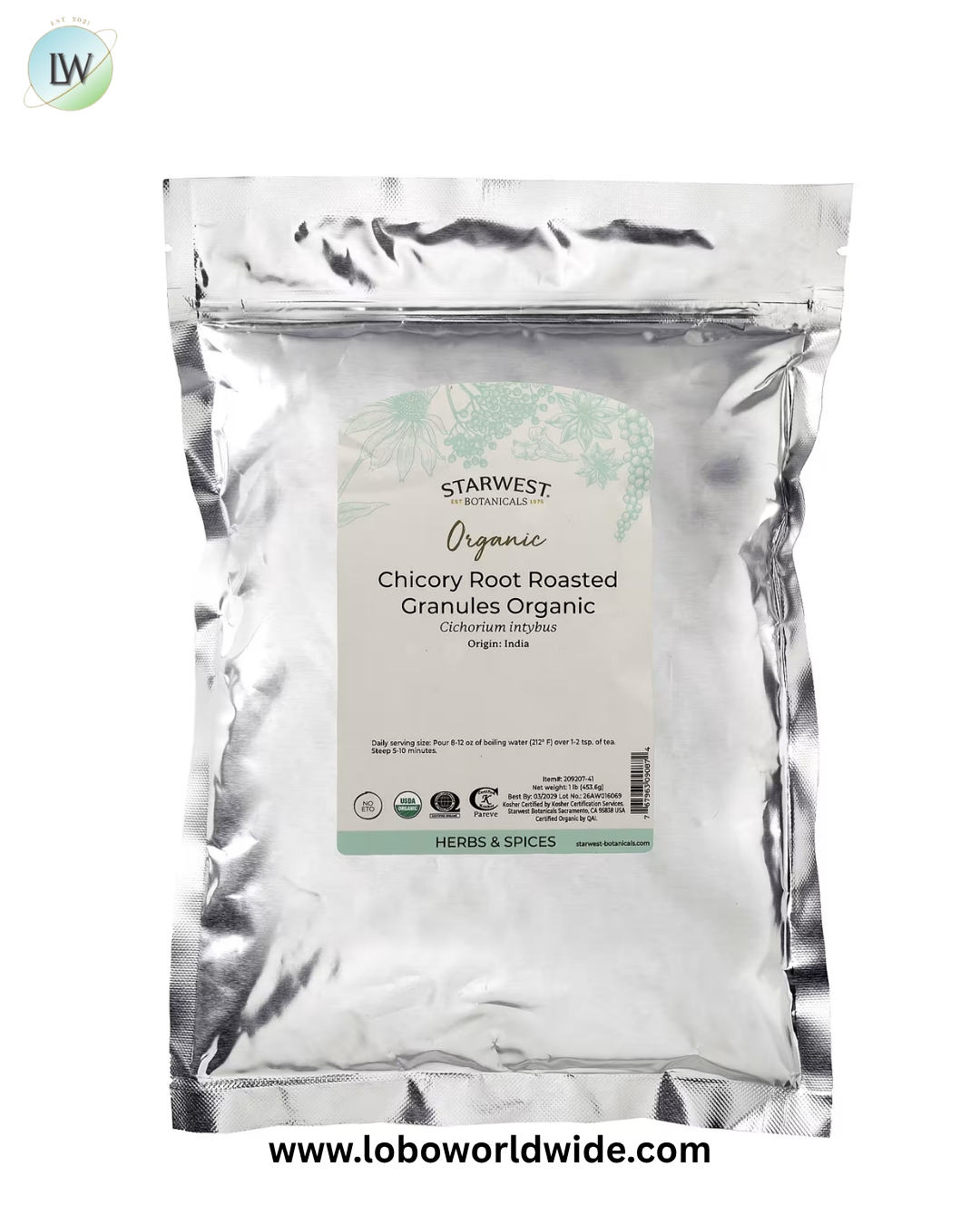 Starwest Botanicals, Organic Chicory Root, Roasted, Granules, 1 lb (453.6 g)