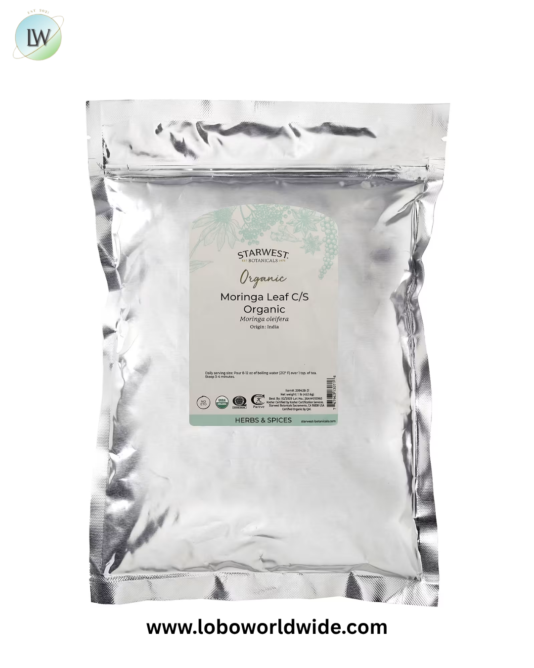 Starwest Botanicals, Organic Moringa Leaf, Cut & Sifted, 1 lb (453.6 g)
