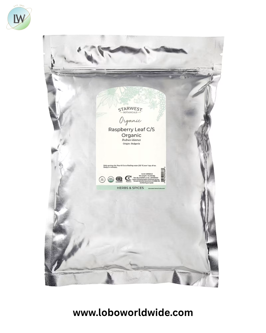 Starwest Botanicals, Organic Raspberry Leaf, Cut & Sifted, 1 lb (453.6 g)