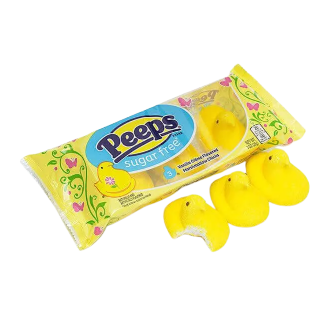 Sugar Free Peeps Yellow Marshmallow Chicks 3-Piece Packs: 12-Piece Case