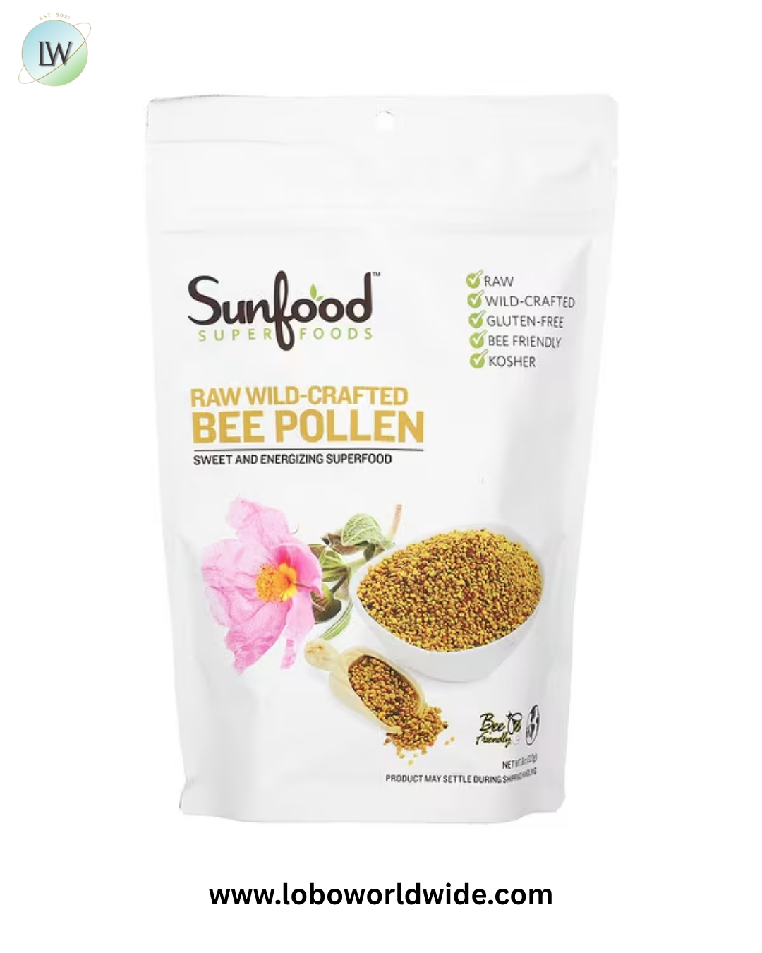 Sunfood, Raw Wild-Crafted Bee Pollen, 8 oz (227 g)
