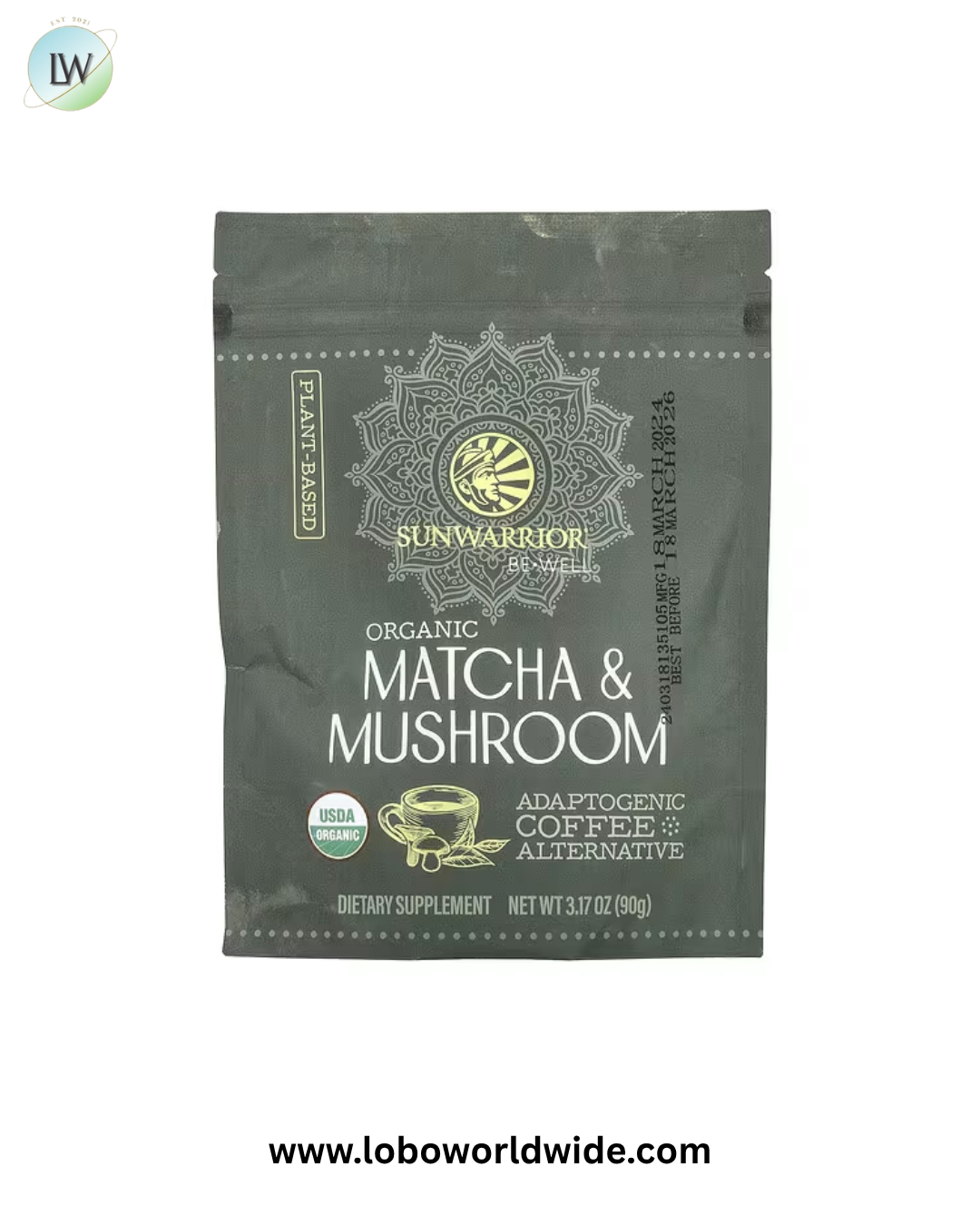 Sunwarrior, Organic Matcha & Mushroom, 3.17 oz (90 g)