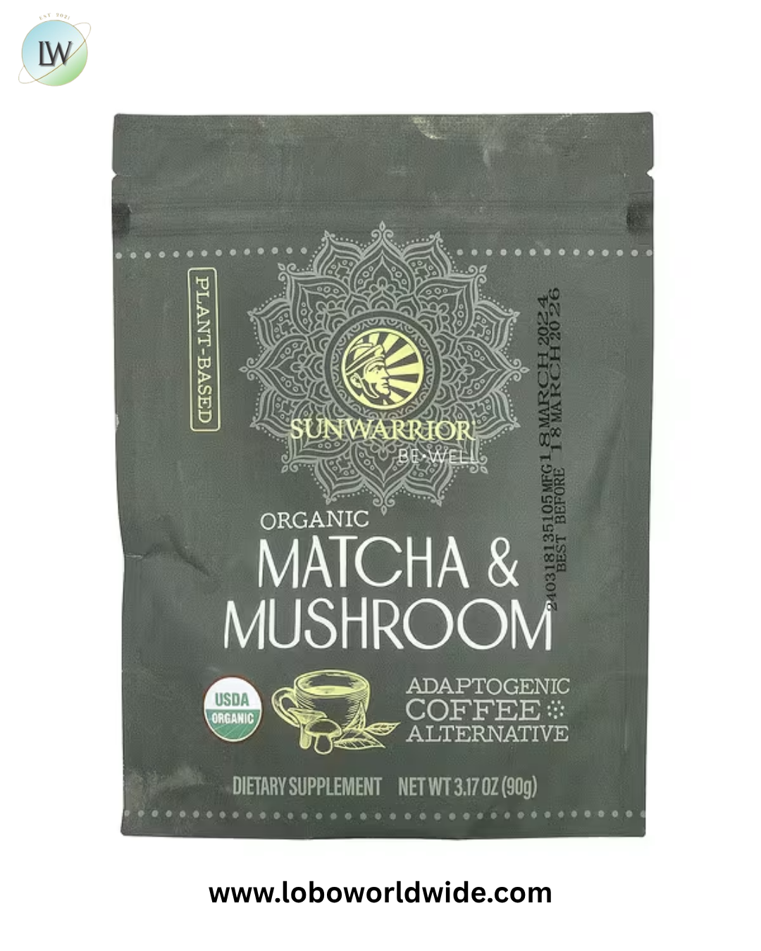 Sunwarrior, Organic Matcha & Mushroom, 3.17 oz (90 g)