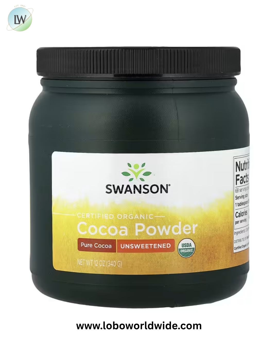 Swanson Vitamins, Certified Organic Cocoa Powder, Unsweetened, 12 oz (340 g)