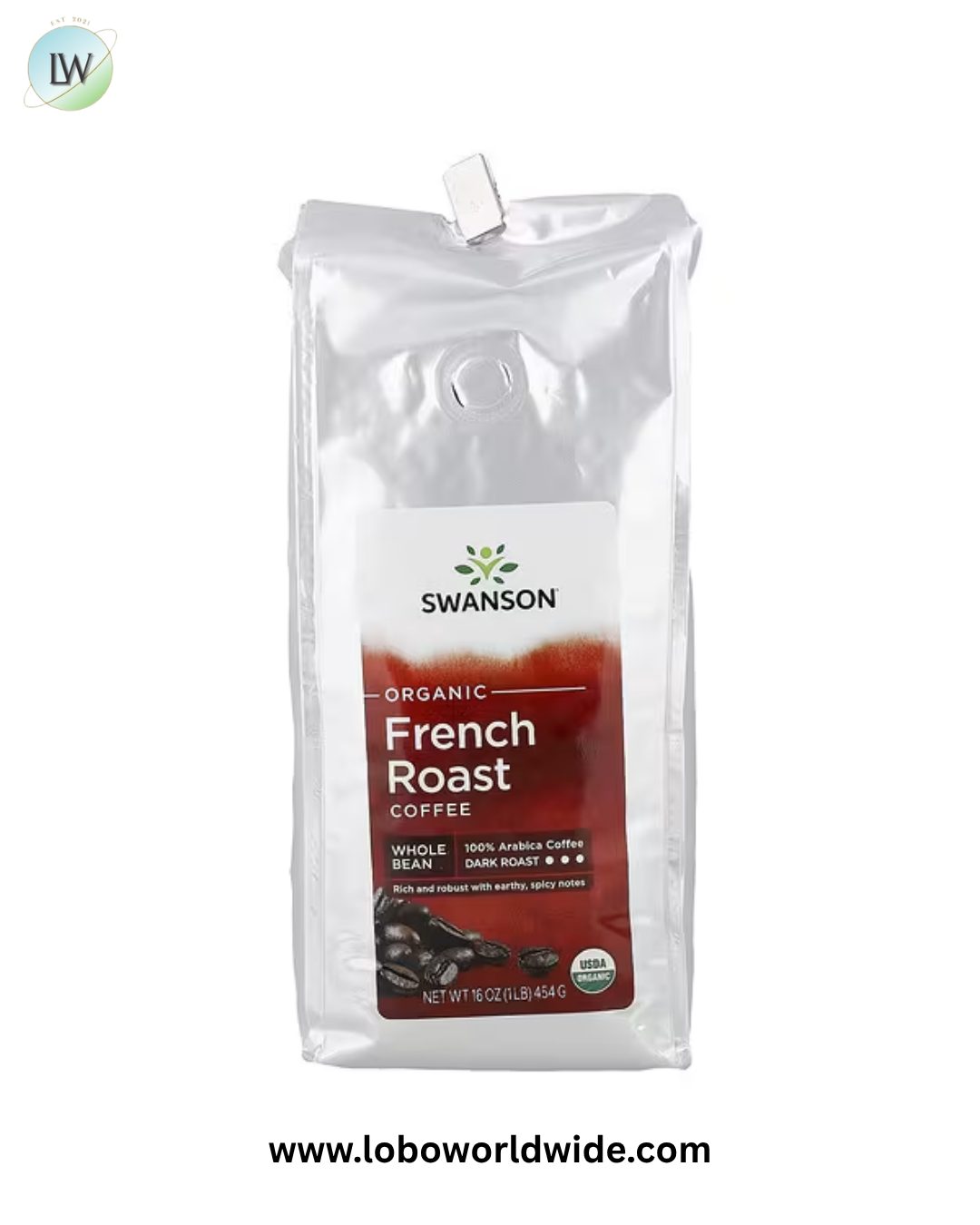 Swanson Vitamins, Organic French Roast Coffee, Whole Bean, Dark Roast