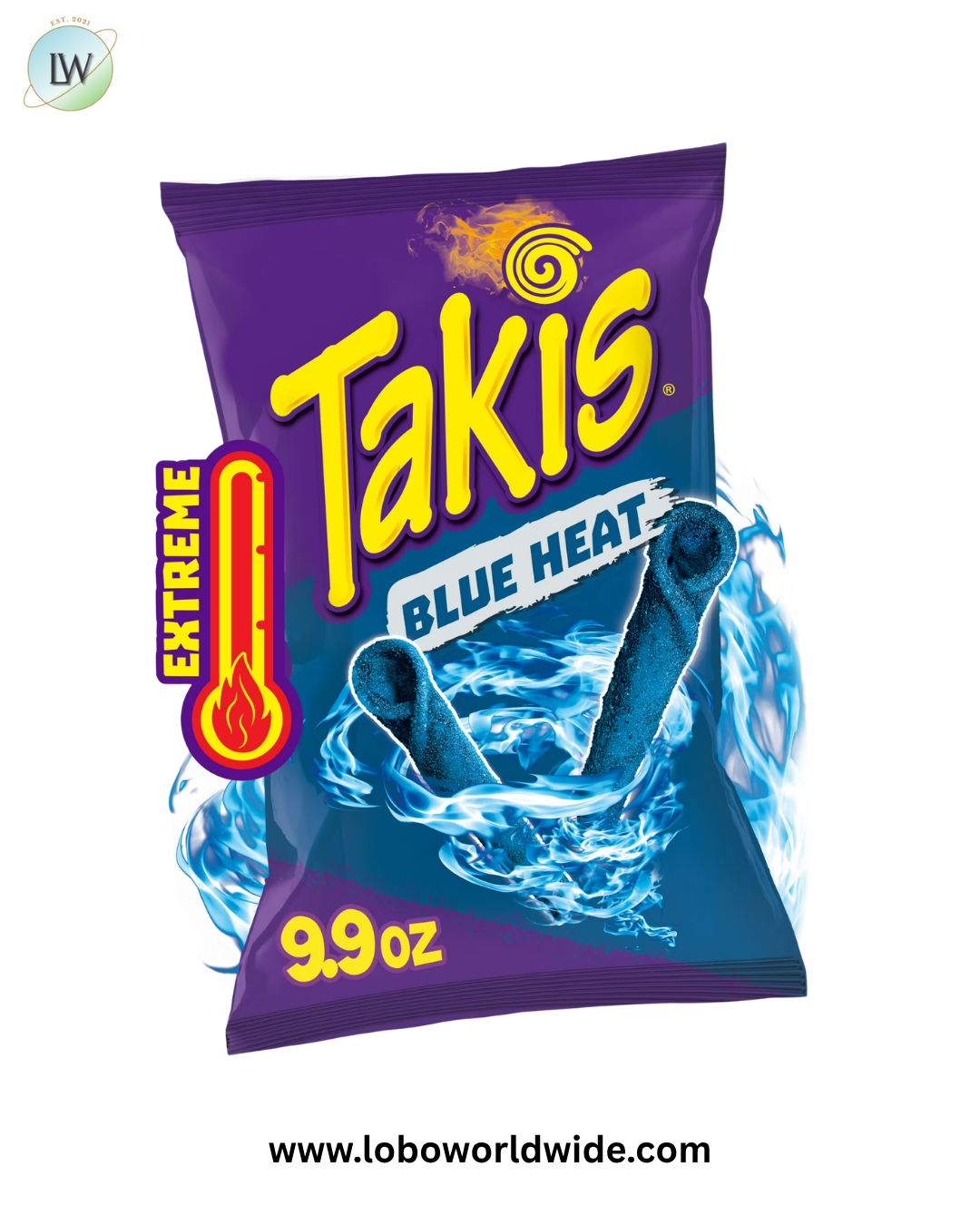 Takis Blue Heat 9.9 oz Sharing Size Bag, Hot Chili Pepper Rolled Tortilla Chips