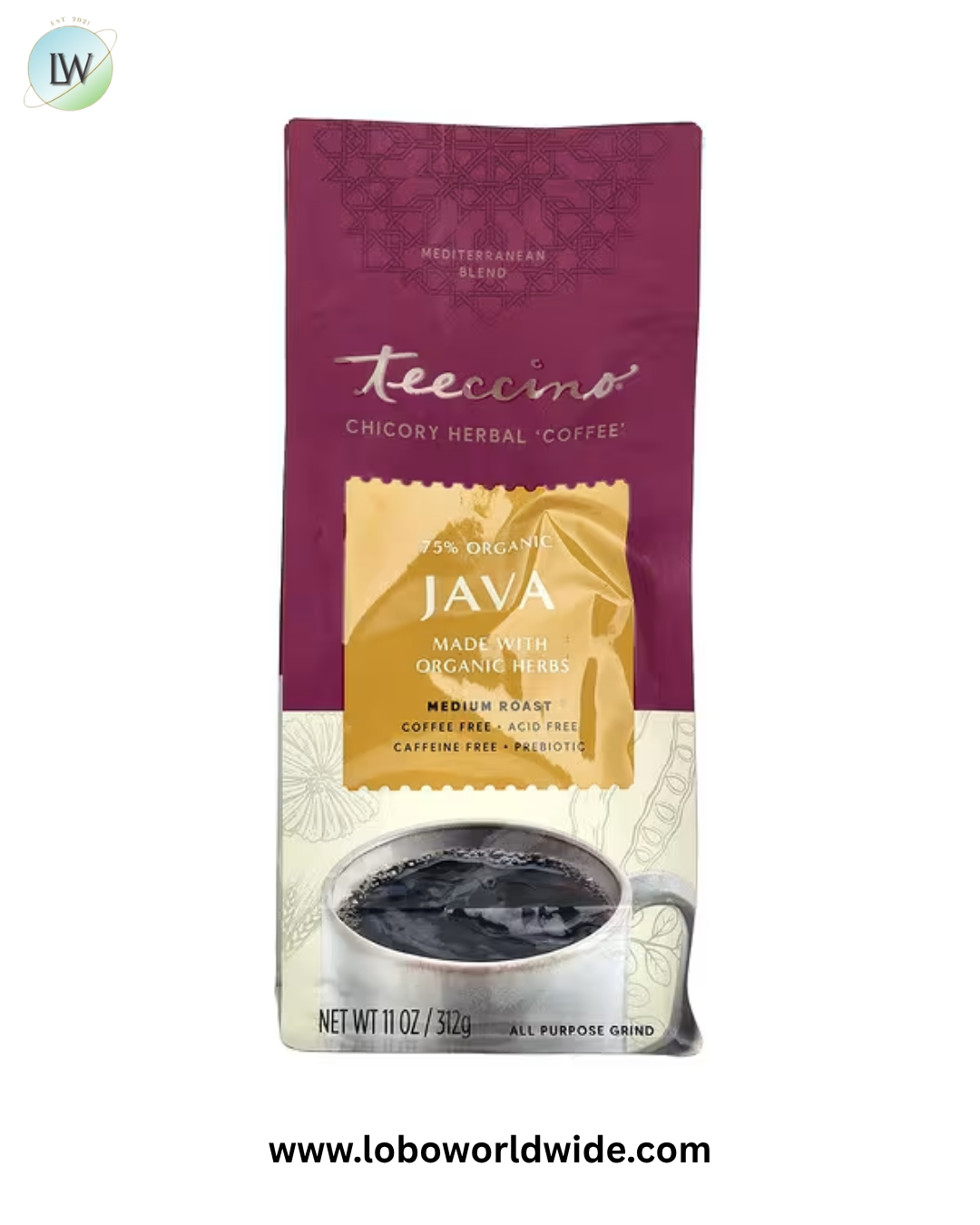 Teeccino, Chicory Herbal Coffee, Medium Roast, Caffeine Free, 11 oz (312 g)