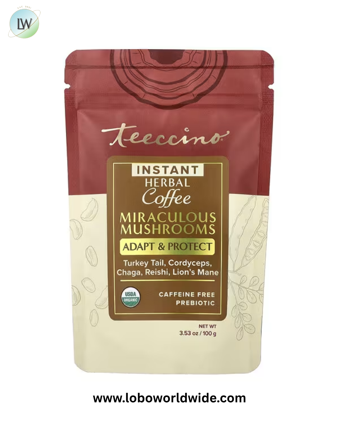 Teeccino, Instant Herbal Coffee, Caffeine Free, 3.53 oz (100 g)