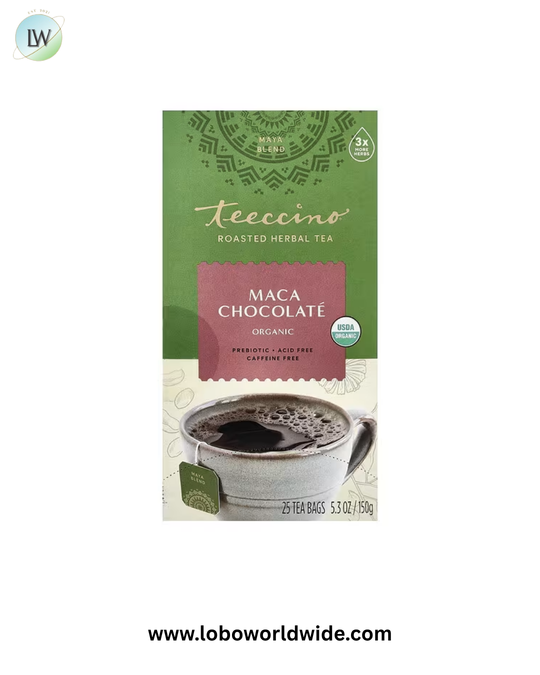 Teeccino, Organic Roasted Herbal Tea, Caffeine Free, 25 Tea Bags, 5.3 oz (150 g)