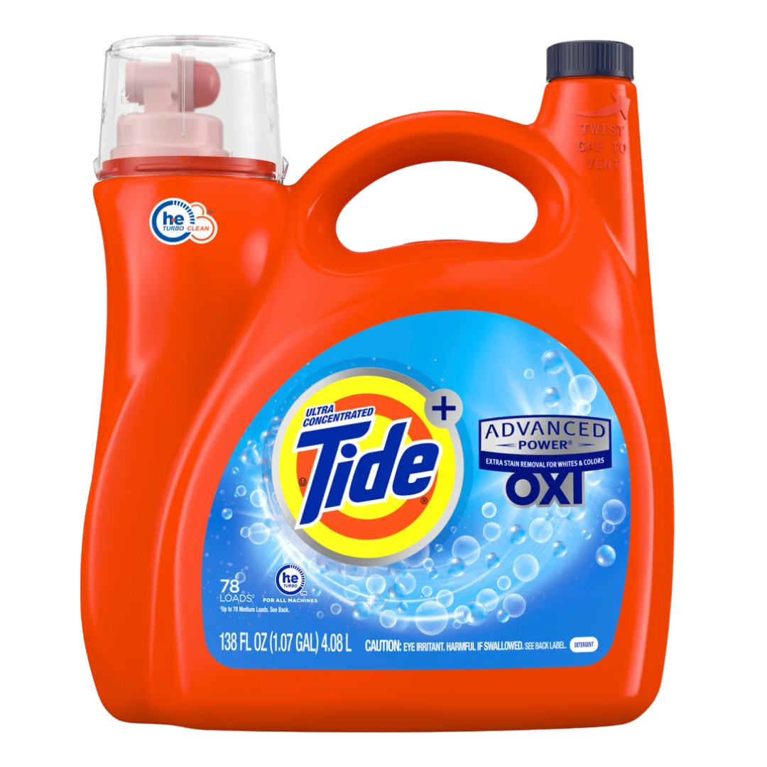 Tide Plus Advanced Power with Oxi Liquid Laundry Detergent, Original, 78 Loads, 138 fl oz