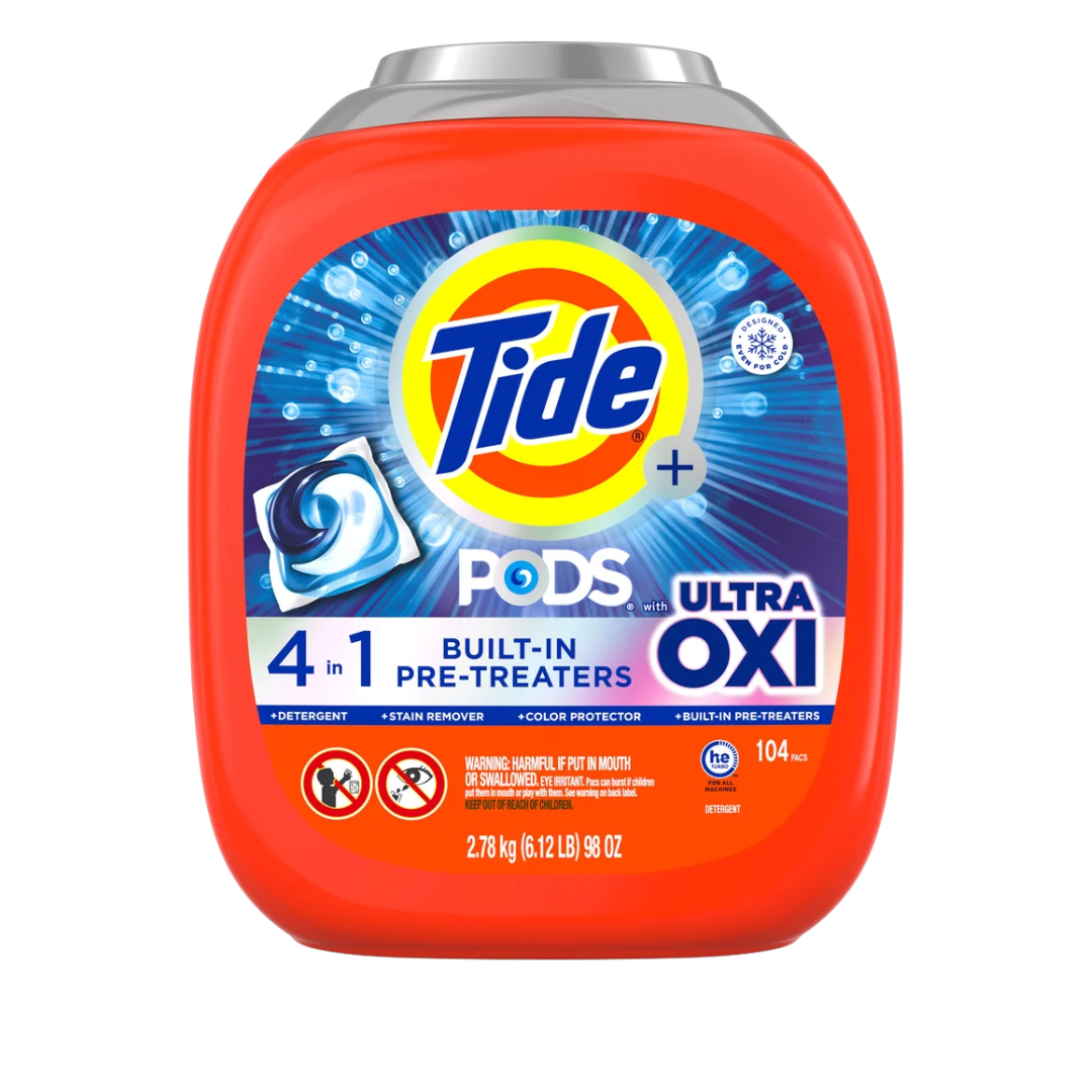 Tide Pods with Ultra Oxi Laundry Detergent Pods, 104-count