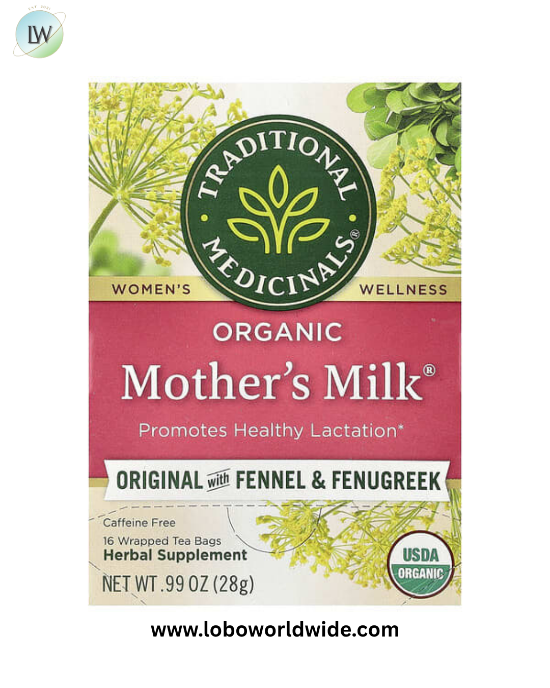 Traditional Medicinals, Organic Mother's Milk®, Original with Fennel & Fenugreek, Caffeine Free, Wrapped Tea Bags