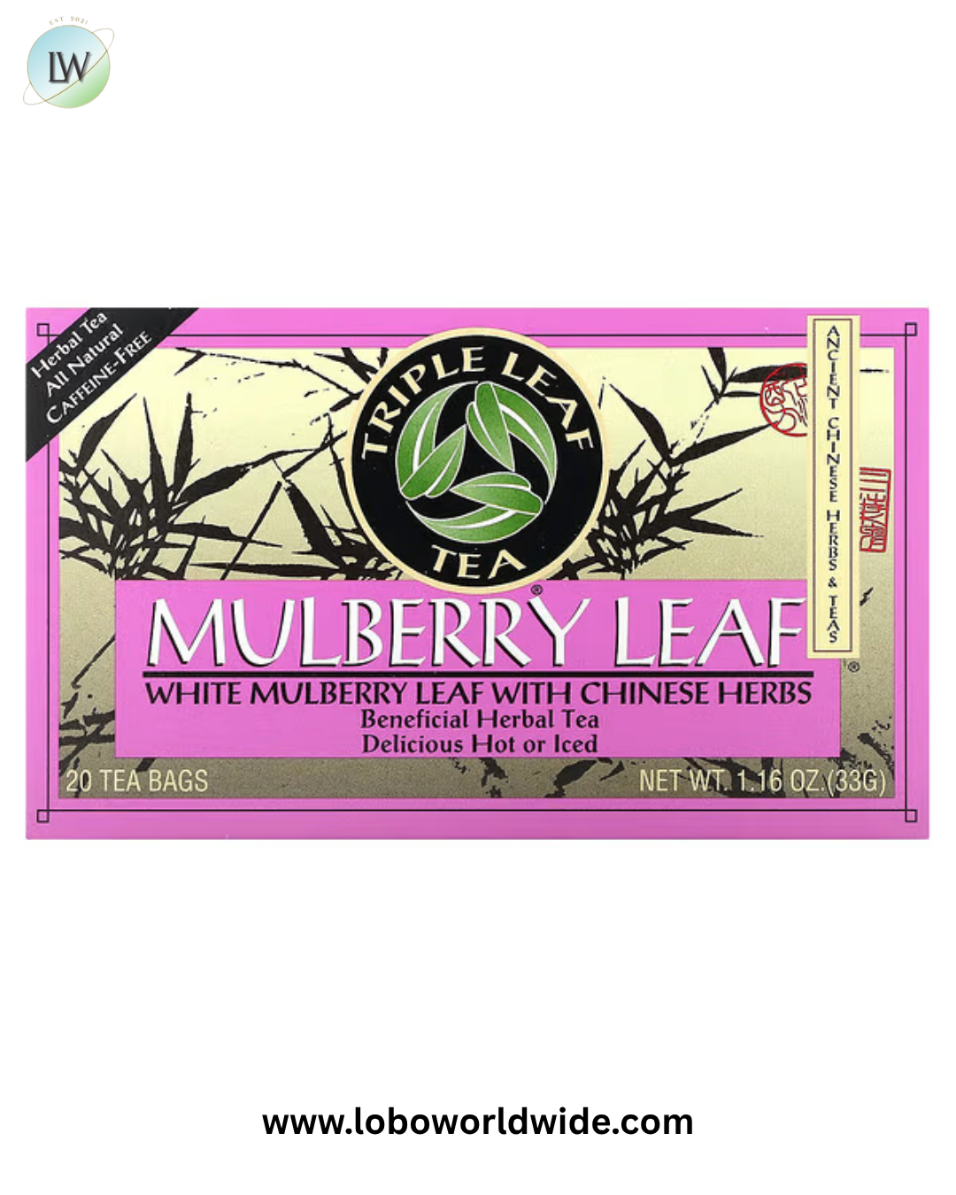 Triple Leaf Tea, Mulberry Leaf Tea, Caffeine-Free, 20 Tea Bags, 1.16 oz (33 g)