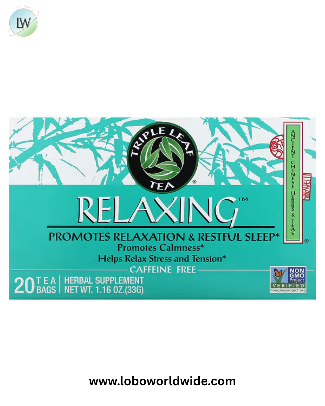 Triple Leaf Tea, Relaxing, Caffeine Free, 20 Tea Bags, 1.16 oz (33 g)