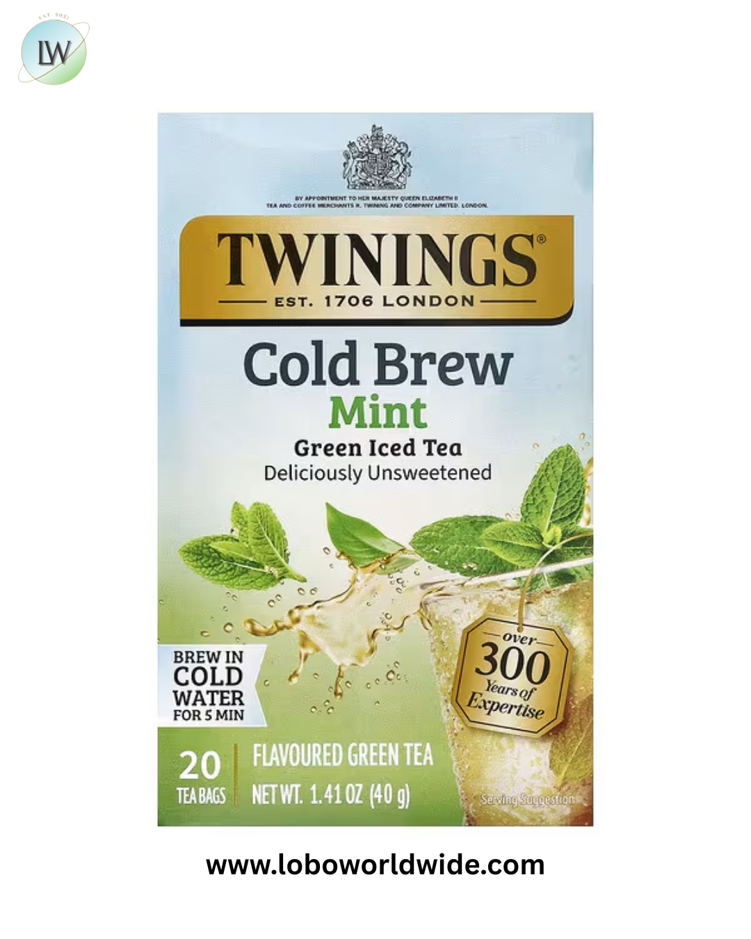 Twinings, Cold Brew Iced Tea, Unsweetened, 20 Tea Bags, 1.41 oz (40 g)
