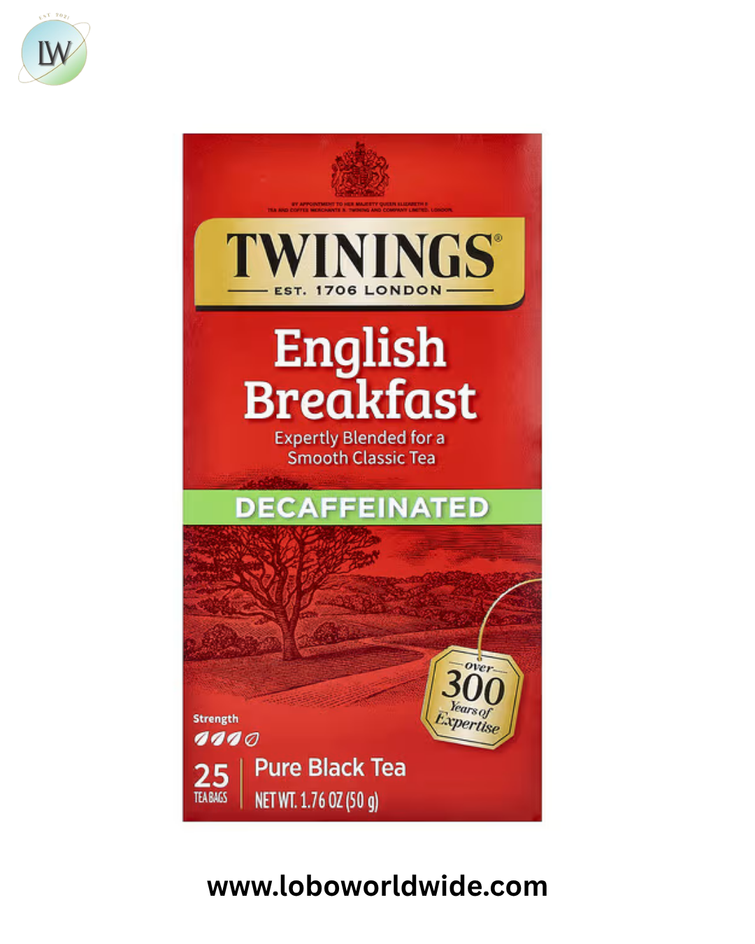Twinings, Pure Black Tea, English Breakfast, Decaffeinated, 25 Tea Bags, 1.76 oz (50 g)