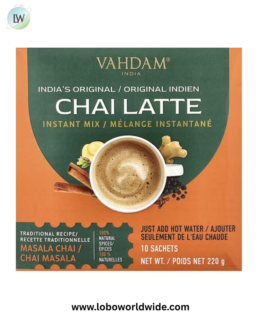 VAHDAM India, Instant Mix, Chai Latte, 10 Sachets, 220 g
