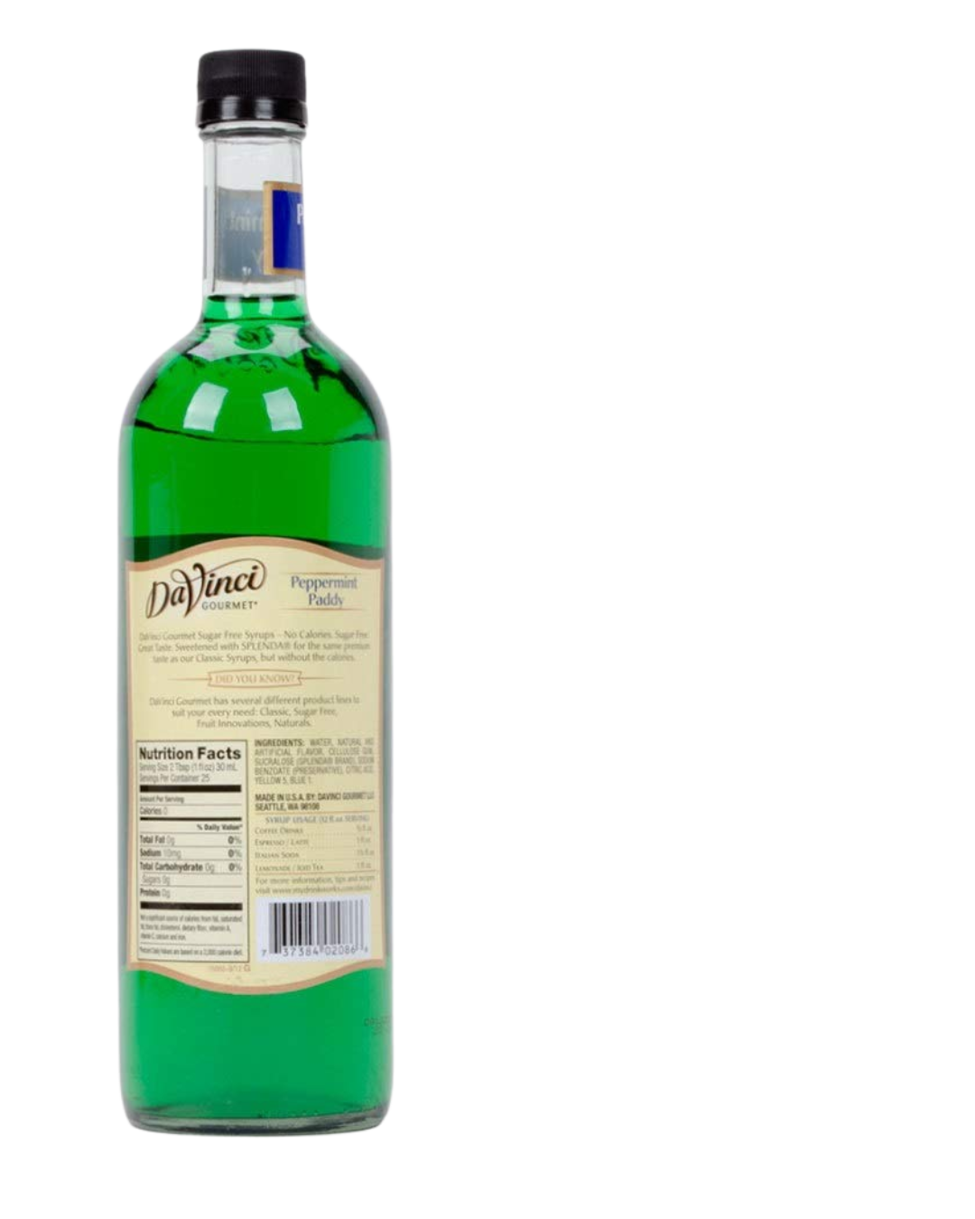 DaVinci Gourmet Sugar Free Peppermint Paddy Flavoring Syrup 750 mL