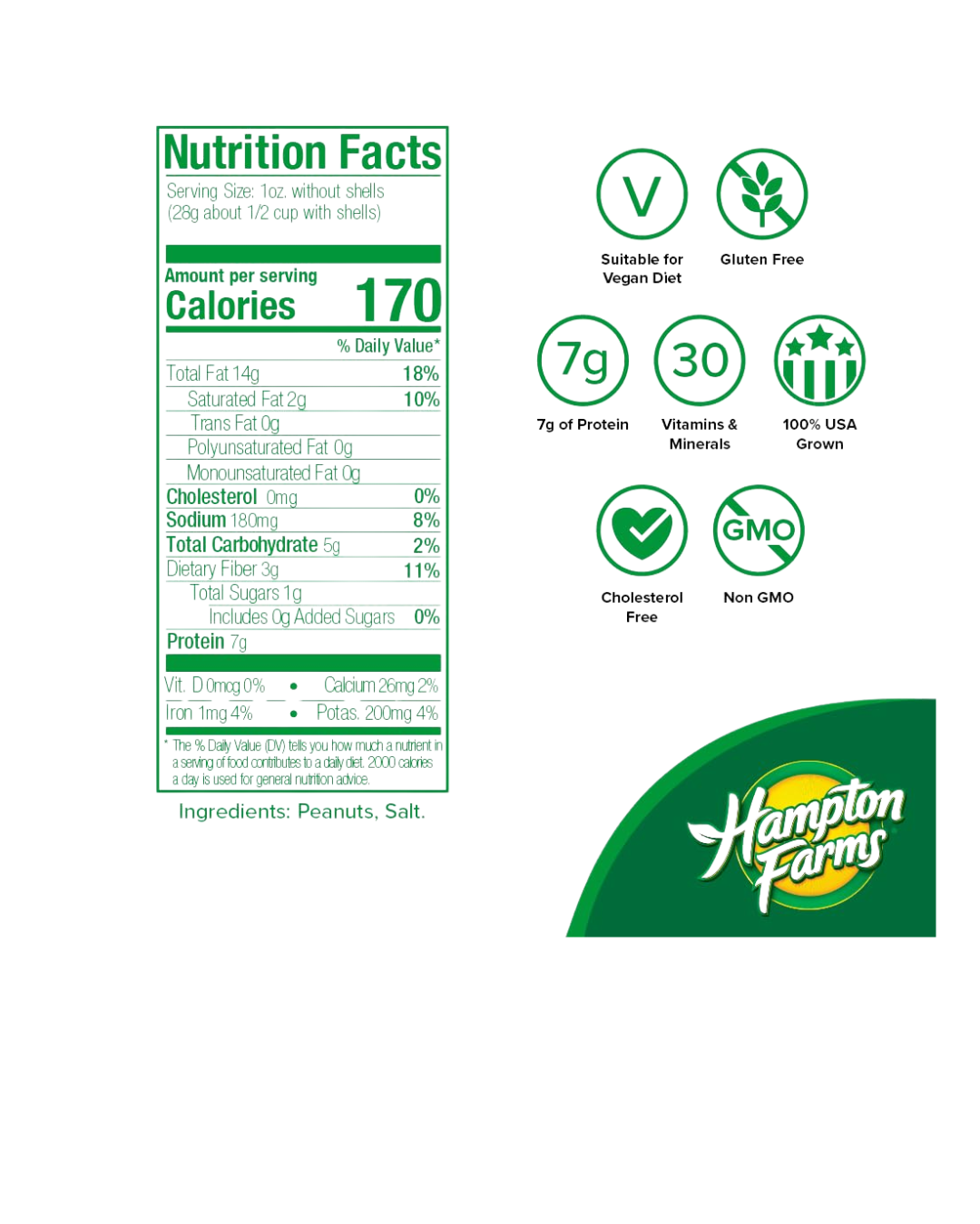 Hampton Farms 25 lb. Roasted & Salted In-Shell Peanuts