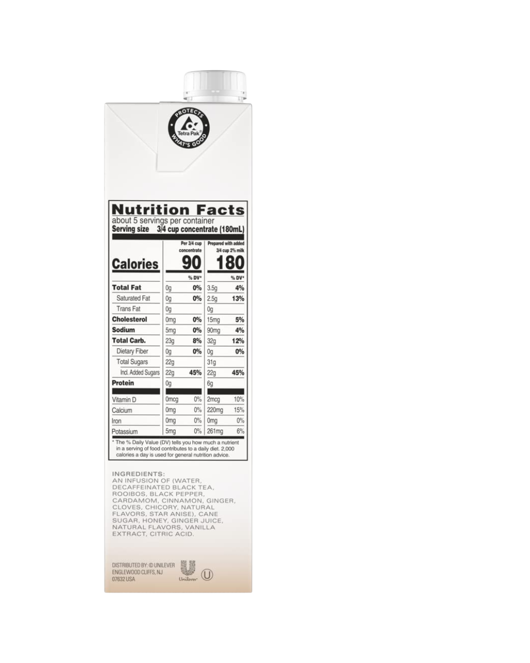 Tazo 32 fl. oz. Decaf Chai Tea Latte 1:1 Concentrate