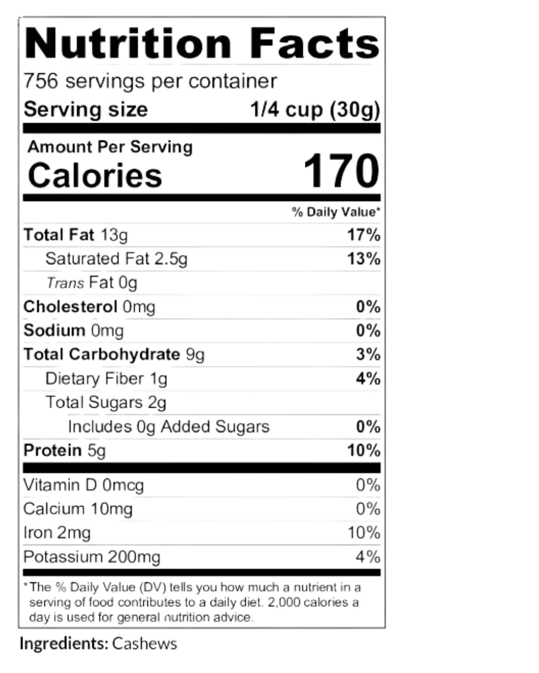 Medium Raw Cashews 50 lb.
