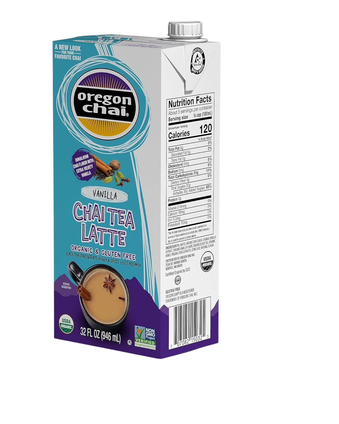 Oregon Chai Organic Vanilla Chai Tea Latte 1:1 Concentrate 32 fl. oz.