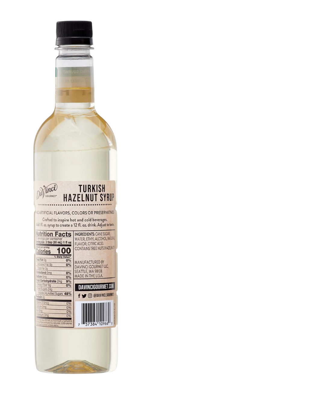 DaVinci Gourmet All-Natural Turkish Hazelnut Flavoring Syrup 750 mL