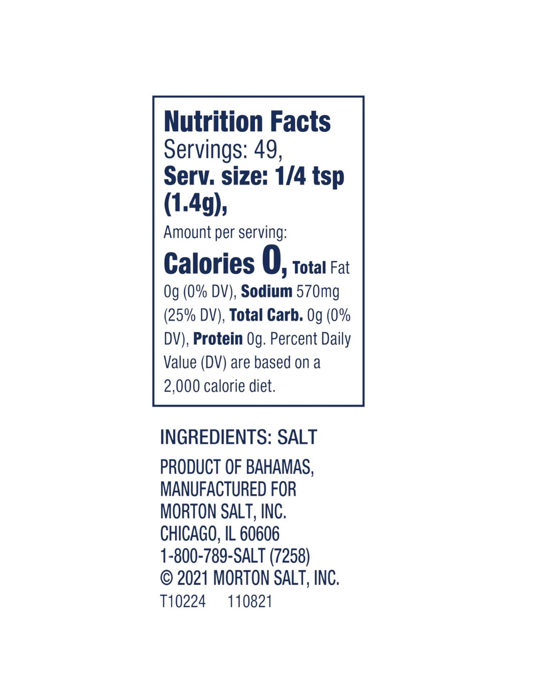 Morton Sea Salt Grinder 2.5 oz. - 6/Case