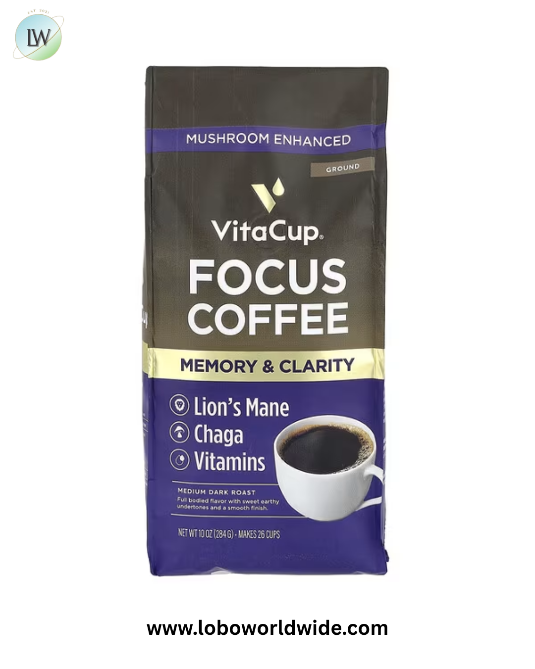VitaCup, Focus Coffee, Ground, Medium Dark Roast, 10 oz (284 g)