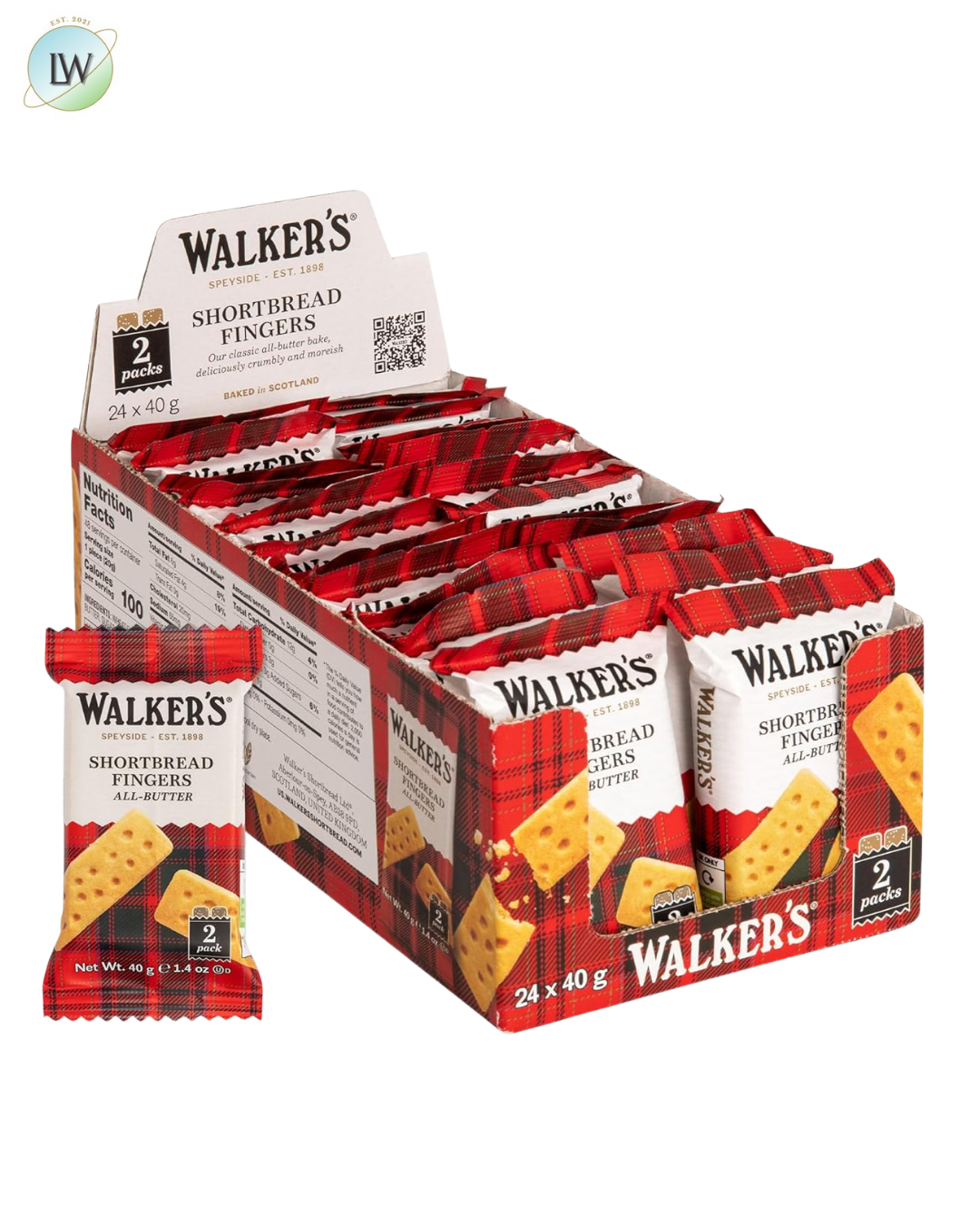 Walkers Shortbread Fingers, 2-Count Cookies Packages (Pack of 24)