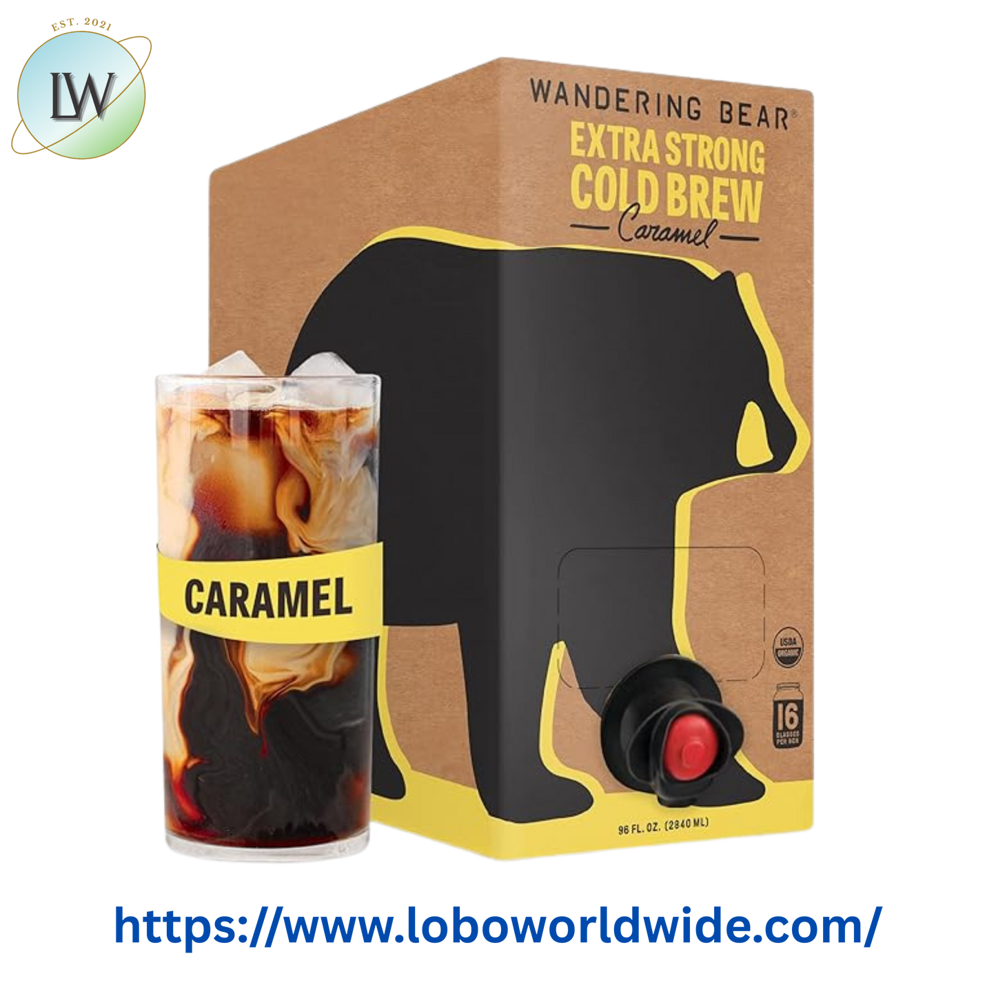 Wandering Bear Bag in Box Organic Caramel Cold Brew Coffee 96 fl. oz.