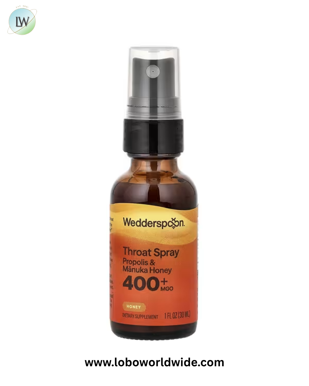 Wedderspoon, Throat Spray, Propolis & Manuka Honey, MGO 400+, 1 fl oz (30 ml)